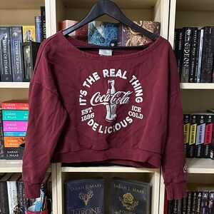 Coca-Cola Maroon Cropped Sweatshirt